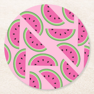 Dessous-de-verre Rond En Papier Watermelon Cute Coloré 1er anniversaire fête