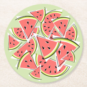 Dessous-de-verre Rond En Papier Watermelon Green Round