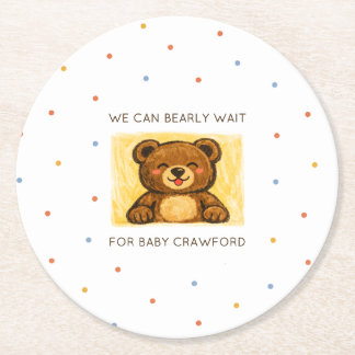 Dessous-de-verre Rond En Papier We Can Bearly Wait! Simple Hand Drawn Baby Shower