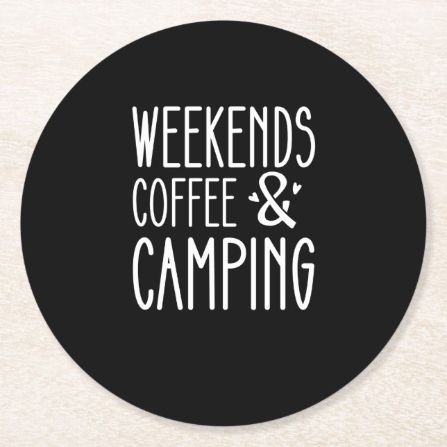 Dessous-de-verre Rond En Papier Week-ends Café Et Camping (Devant)