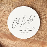 Dessous-de-verre Rond En Papier Whimsical Genre Neutre Oh Baby<br><div class="desc">Présentez notre dessous de verre rond de papier blanc, neutre par rapport au sexe, parfait pour n'importe quelle saison, que ce soit l'automne, l'hiver, le printemps ou l'été! Ce dessous de verre à l'ambiance boho-chic avec calligraphie moderne et élégante et design minimaliste noir et blanc. C'est joli et unique, avec...</div>