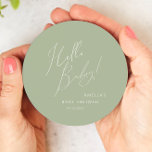 Dessous-de-verre Rond En Papier Whimsical Sage Green Bonjour bébé<br><div class="desc">Voici notre dessous de verre de papier rond vert sauge fantaisie bonjour, parfait pour votre simple fête moderne de bouho chaque saison de l'année! Ce dessous de verre à l'ambiance boho-chic et neutre, à la calligraphie élégante et au design minimaliste délicat, est idéal pour les filles comme pour les garçons....</div>