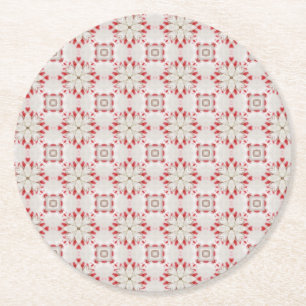 Dessous-de-verre Rond En Papier White Poinsettias Pattern Christmas