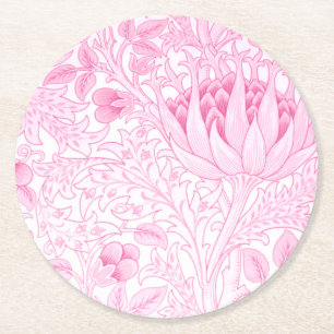 Dessous-de-verre Rond En Papier William Morris Artichoke rose pâle