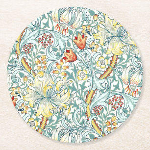 Dessous-de-verre Rond En Papier William Morris Golden Lily modèle floral
