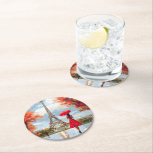 Dessous-de-verre Rond En Papier Wind Romance Paris Chic Walk