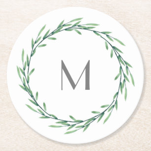 Dessous-de-verre Rond En Papier Wreath vert Feuille