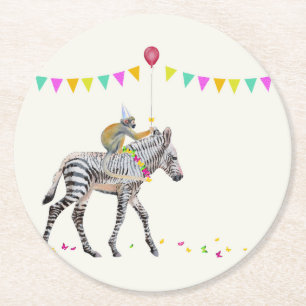 Dessous-de-verre Rond En Papier Zebra Balloon Party Coasters