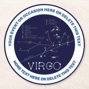 Dessous-de-verre Rond En Papier Zodiac Constellation Virgo