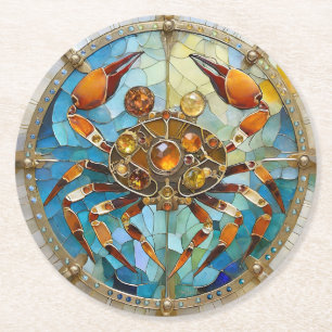Dessous-de-verre Rond En Papier Zodiaque - Cancer Le Crabe