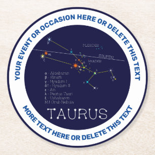 Dessous-de-verre Rond En Papier Zodiaque Taurus