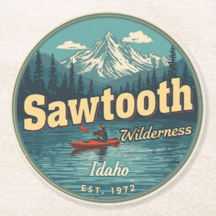 Dessous-de-verre Rond En Papier Zone sauvage de Sawtooth Idaho Montagne Randonnée