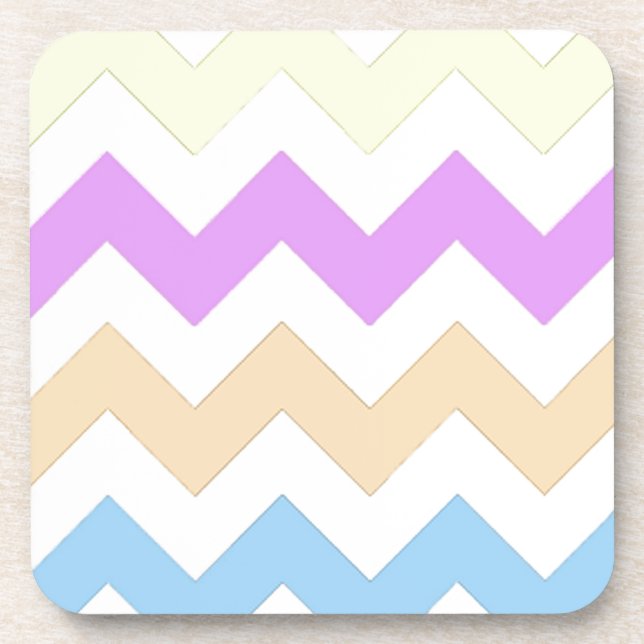 Dessous-de-verre rose, bleu, jaune pastel couleur zigzag bandes (Devant)