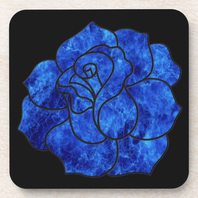 Dessous de verre Rose Blue Fire (Devant)