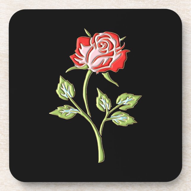 Dessous-de-verre Rose de couleur simple (Devant)