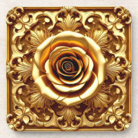 Rose dorée élégante avec cadre décoratif orné