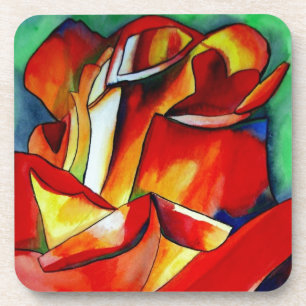 Dessous-de-verre Rose France Libre aquarelle rouge