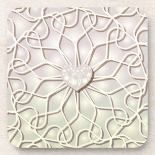 Dessous-de-verre Rose géométrique Gold LOVE Motif de coeur