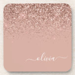 Dessous-de-verre Rose Gold Blush Pink Parties scintillant Script Mo<br><div class="desc">Rose Gold Blush Pink Parties scintillant Script Monogramme Nom Dessous de verre papier. Cela fait le cadeau parfait de remise de diplômes,  anniversaire,  mariage,  douche nuptiale,  anniversaire,  baby shower ou bachelorette pour quelqu'un qui aime le luxe glam et les styles chic.</div>