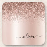Dessous-de-verre Rose Gold - Parties scintillant rose pâle Nom du m<br><div class="desc">Rose Gold - Blush Pink Faux Foil Parties scintillant à étincelles métalliques brossé Monogramme en métal Nom Dessous de verre en papier. Cela fait le cadeau parfait de remise de diplômes, anniversaire, mariage, douche nuptiale, anniversaire, baby shower ou bachelorette pour quelqu'un qui aime le luxe glam et les styles chic....</div>