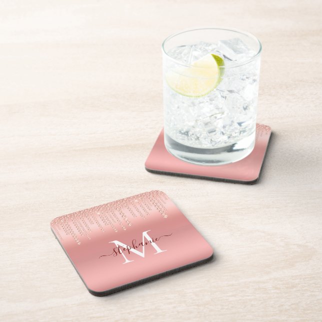 Dessous-de-verre Rose Gold Sparkle Diamond Script (Côté Droit)