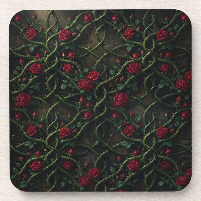 Dessous-de-verre Rose gothique rouge (Devant)