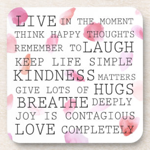 Dessous-de-verre Rose romantique Pétales paroles inspirantes