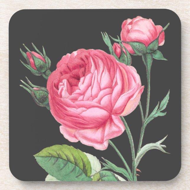 Dessous-de-verre Rose rose florale moderne (Devant)