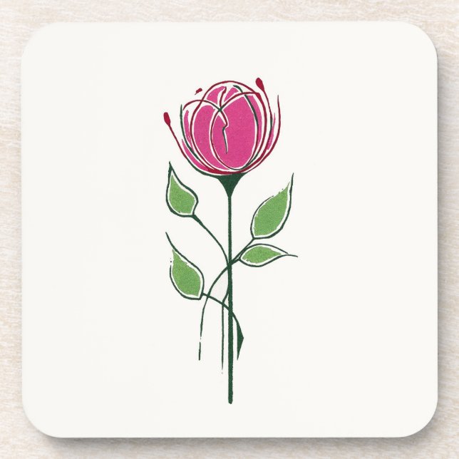 Dessous-de-verre Rose rose simple de style Glasgow (Devant)