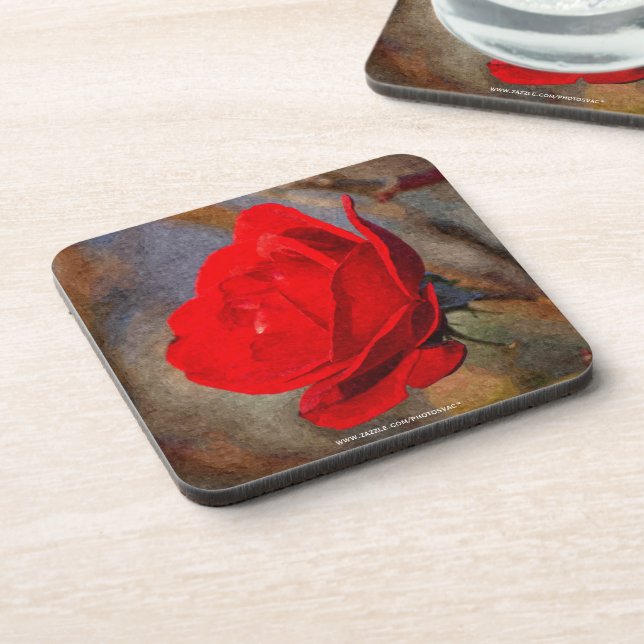 Dessous-de-verre Rose rouge (Côté gauche)