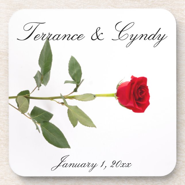 Dessous-de-verre Rose rouge à longue tige unique (Devant)