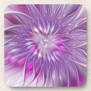 Dessous-de-verre Rose violet passion Fleur Art Abstrait Fractal
