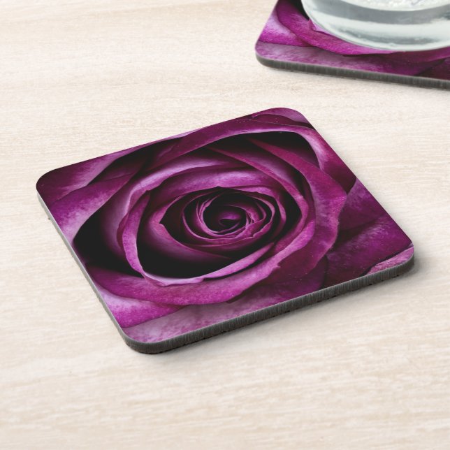 Dessous-de-verre Rose Violette Élégante Gros Plan (Côté gauche)