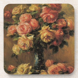 Dessous-de-verre Roses dans un vase de Pierre Renoir, Beaux-arts an