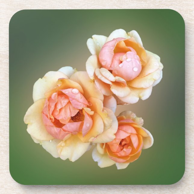 Dessous-de-verre roses jaunes (Devant)