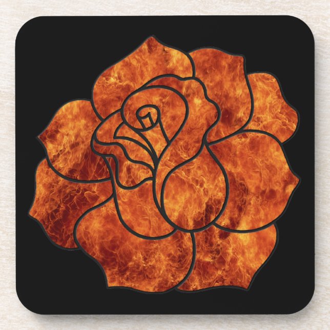 Dessous de verre Roses Orange Fire (Devant)