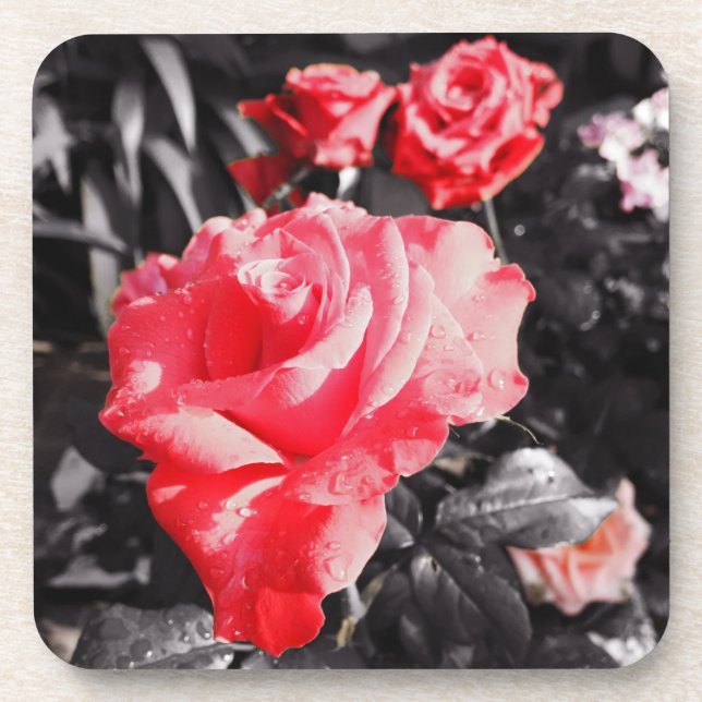 Dessous-de-verre Roses rouges romantiques (Devant)