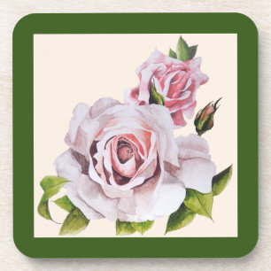 Dessous-de-verre Roses sculpturaux sur un ensemble de Dessous de ve
