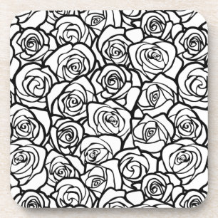Dessous-de-verre Roses Vintages en noir et blanc