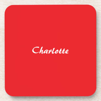 Dessous-de-verre Rouge blanc Script élégant minimaliste Nom moderne