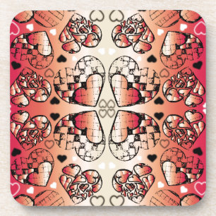 Dessous-de-verre Rouge et blanc Whimsical Romantic Hearts motif