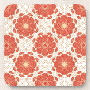 Dessous-de-verre Rouge et motif floral de dentelle d'or