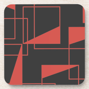 Dessous-de-verre Rouge, moderne, dynamique, motif géométrique tenda
