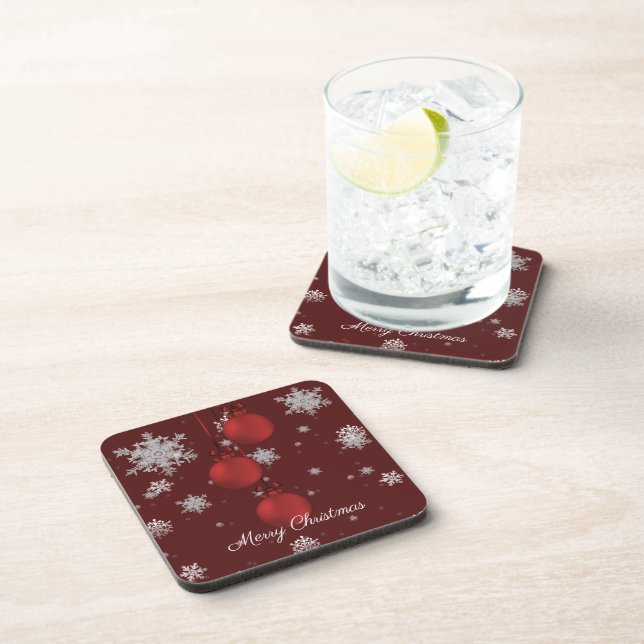 Dessous-de-verre Rouge Noël Ornements Beverage Coaster (Côté Droit)