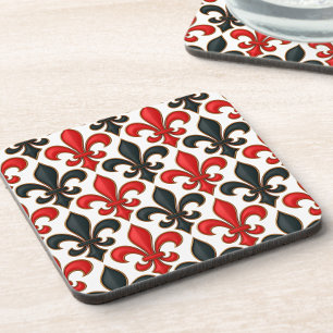 Dessous-de-verre Rouge noir baroque Fleur de lis Motif Design