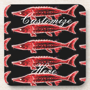 Dessous-de-verre rouge sturgeon noir
