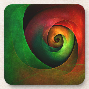 Dessous-de-verre Rouge Vert Floral Moderne Art Abstrait Motif #21