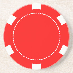 Dessous de verre rouges de grès de jeton de poker