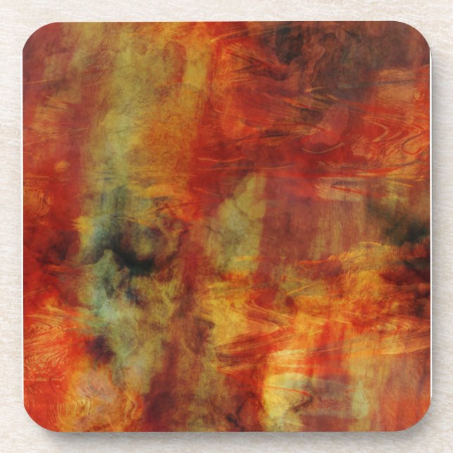 Dessous-de-verre Rouges et jaunes en plumes (Devant)