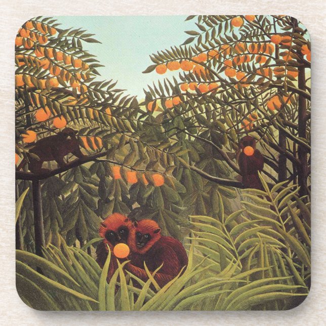 Dessous-de-verre Rousseau - Singes dans le verger d'orangers (Devant)